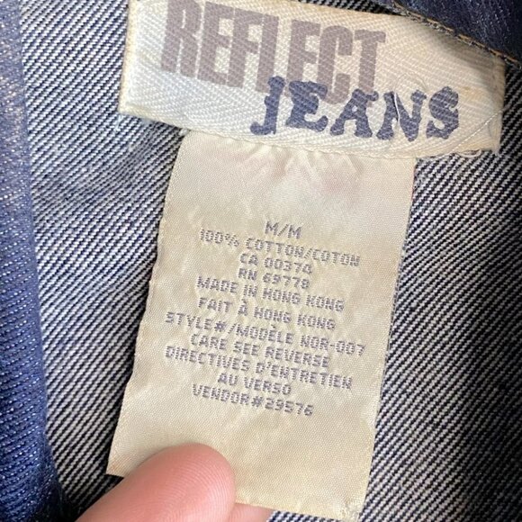 Vintage Reflect Jeans Oversized Dark Wash Button Up Denim Jean Jacket M - Picture 6 of 13